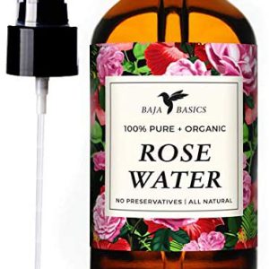 Rose Water Spray 100% Pure, Natural Toner by Baja Basics for Skin, Hair and Aromatherapy Large 4oz